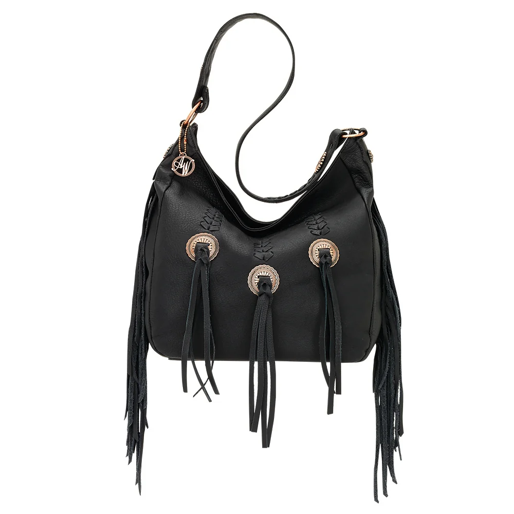 AMERICAN WEST Dream Catcher Slouch Zip Top Shoulder Bag - Black - Image 3