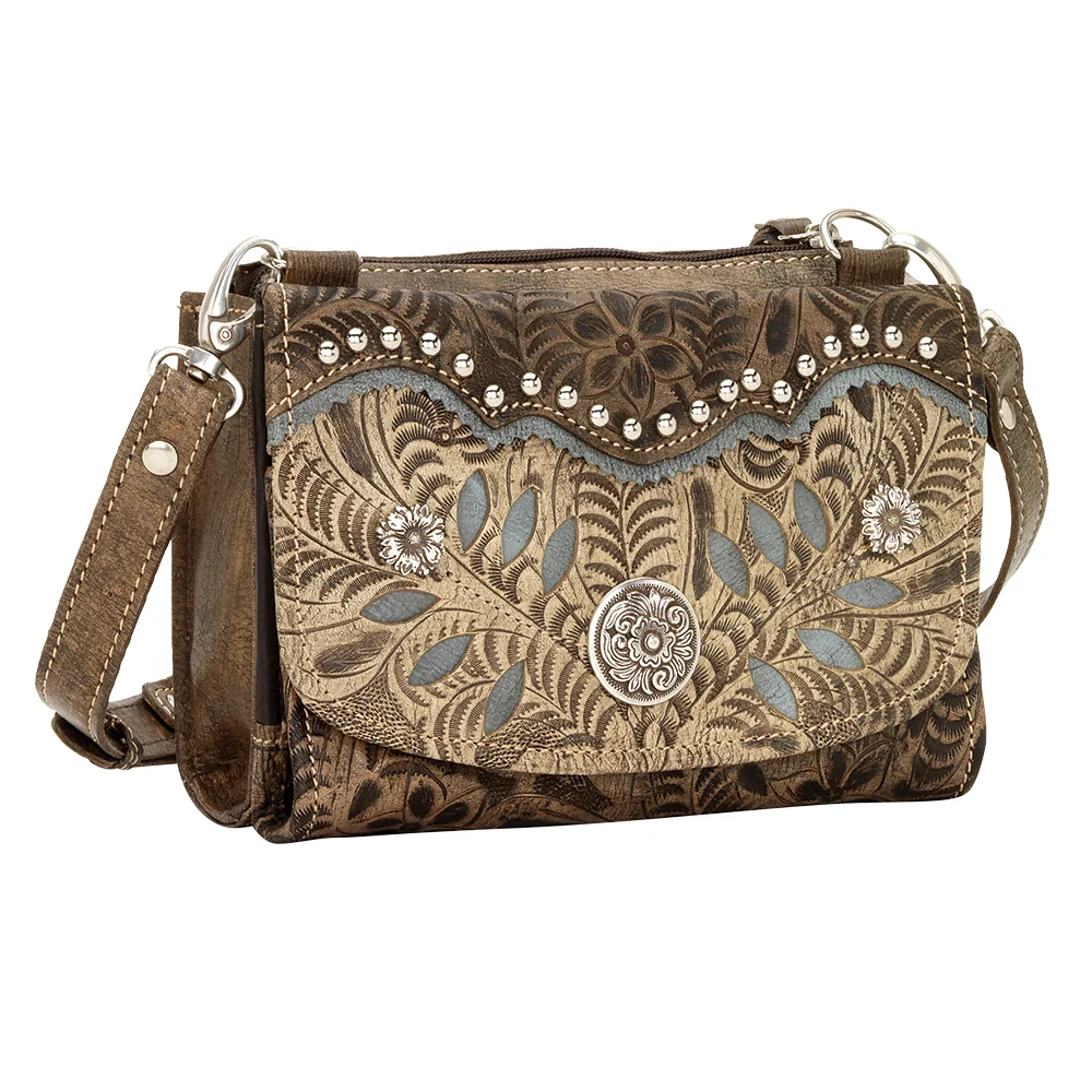 AMERICAN WEST Woodland Bloom Small Crossbody Bag/Wallet - Chestnut Brown - Image 9