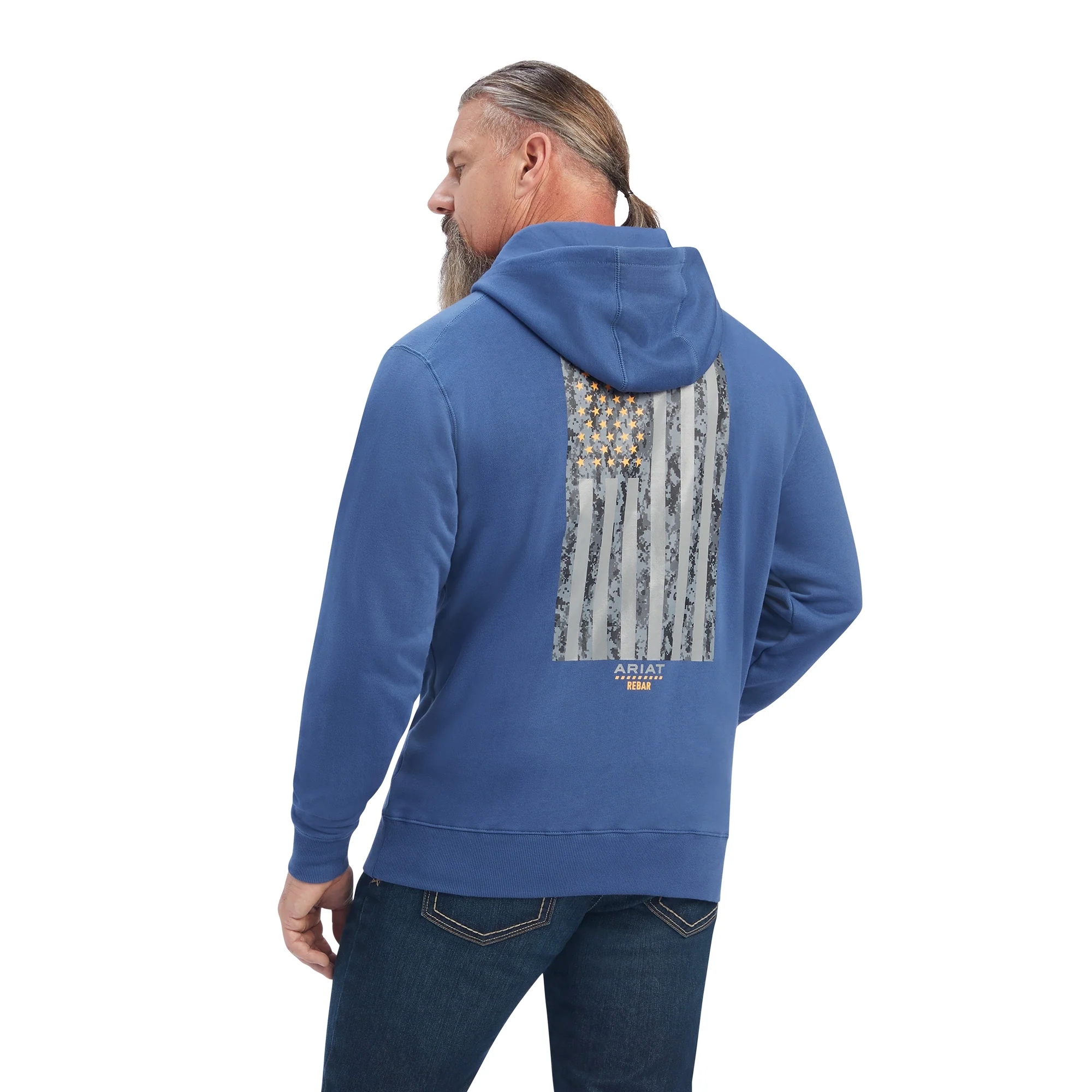 Ariat Mens Rebar Workman Reflective Flag Full Zip Hoodie - Image 2