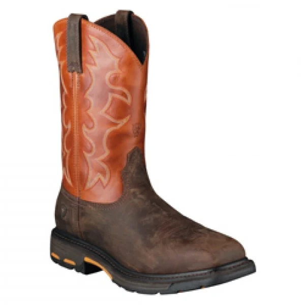 Ariat Mens WORKHOG Wide Square Steel Toe Workboot - Dark Earth Brick - Image 2