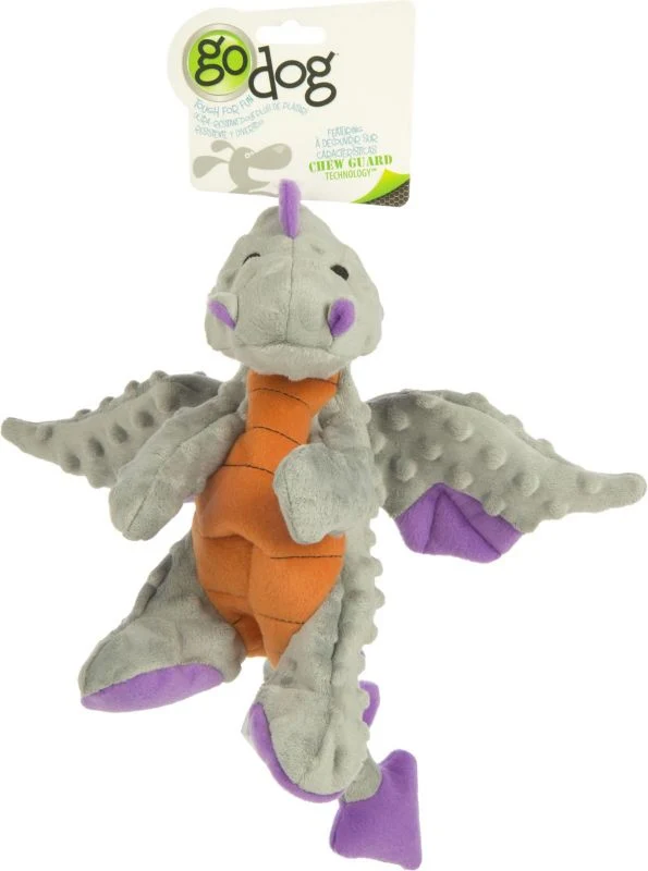 GODOG DRAGONS DURABLE PLUSH SQUEAKER DOG TOY