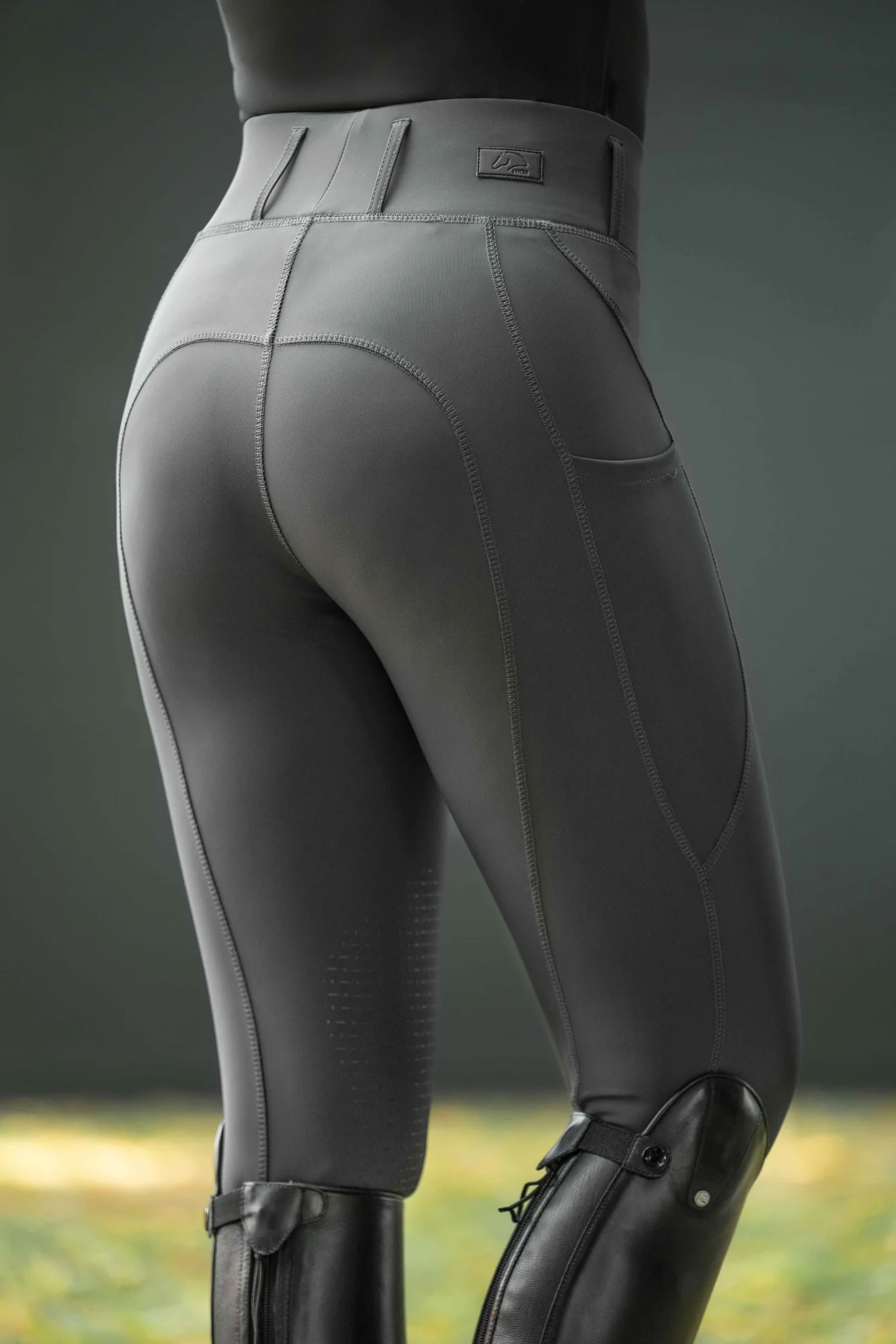 HKM Ladies Jil High Waist Sil. Knee Patch Riding Leggings - Image 17