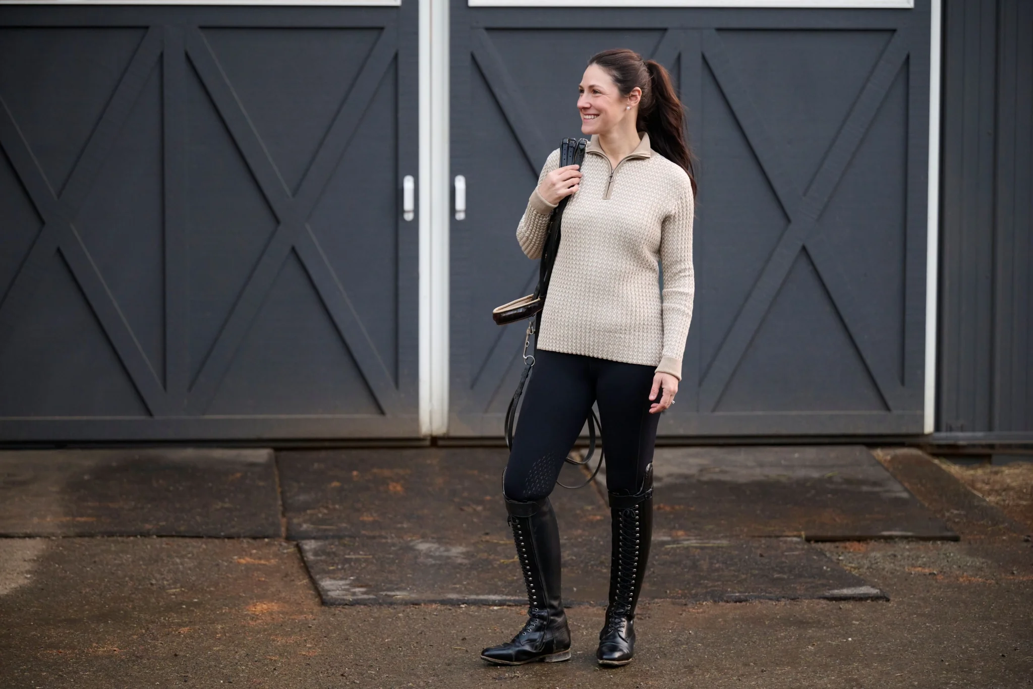 Kerrits Quarter Zip Herringbone Sweater - Image 9