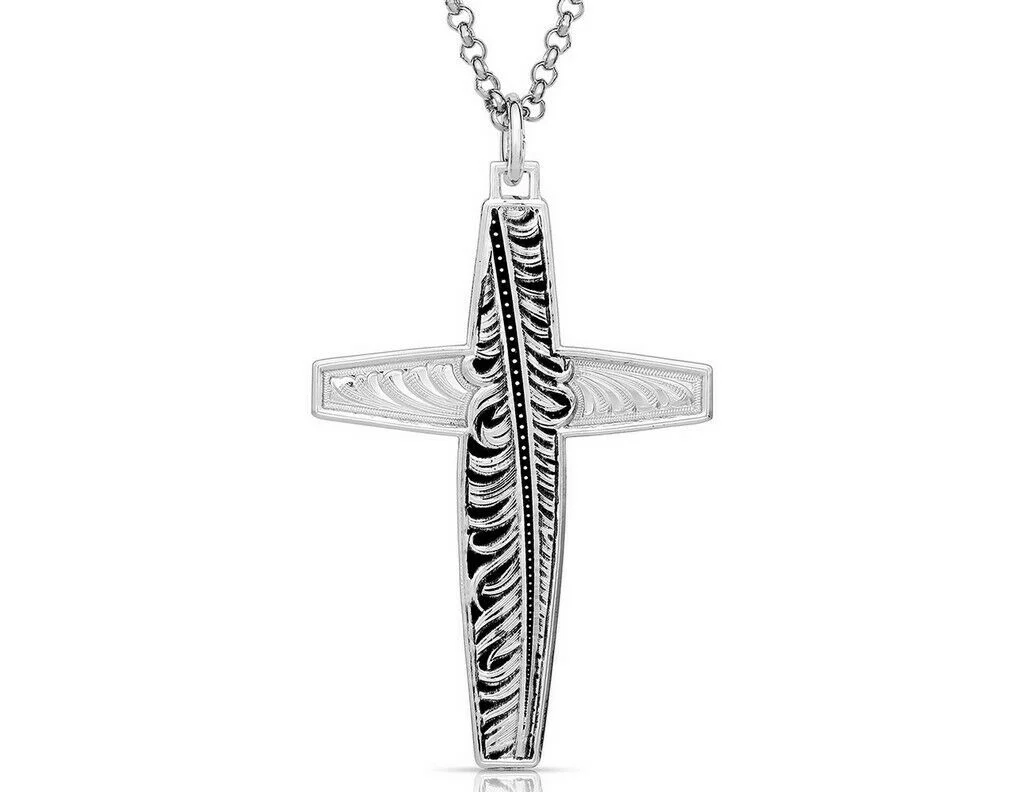 Montana Silversmiths Faith in Hope Feather Cross Necklace