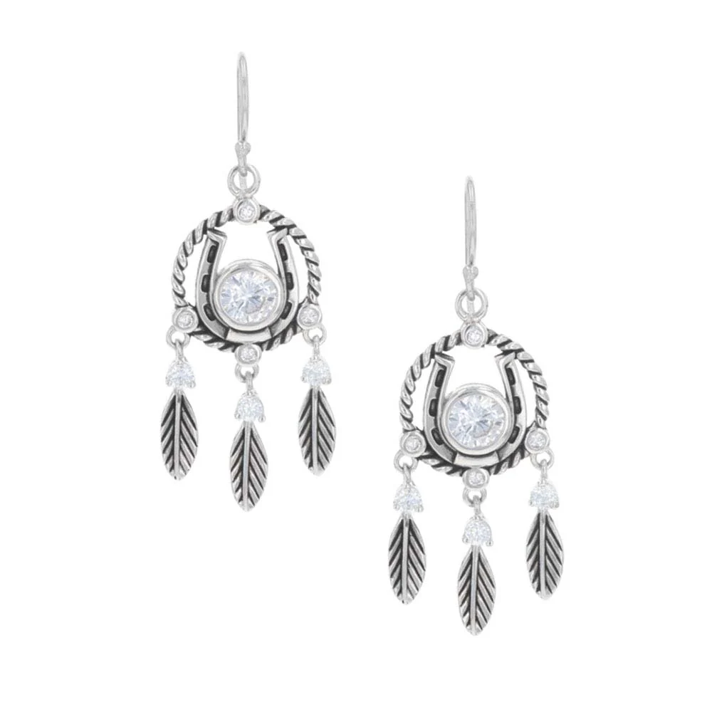 Montana Silversmiths Horseshoe Feather Dreams Earrings