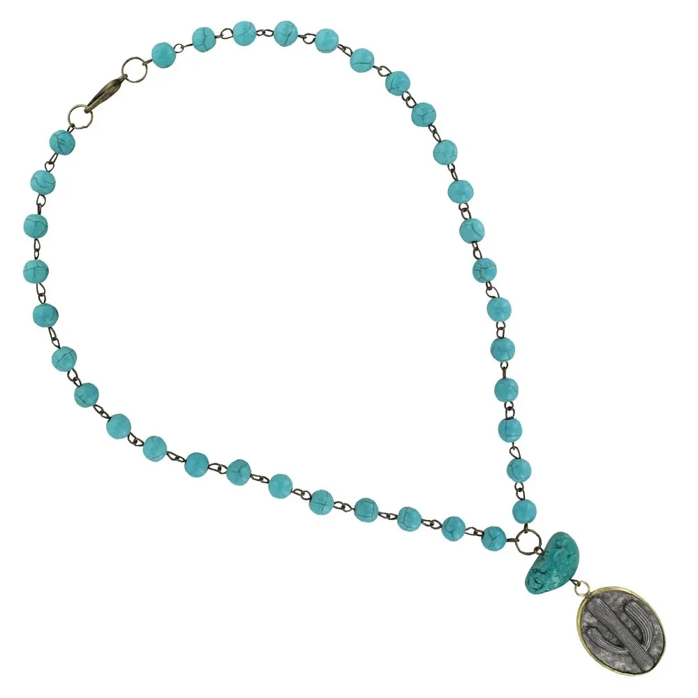 Montana Silversmiths Ladies Antiqued Cactus Disc Necklace - Image 2