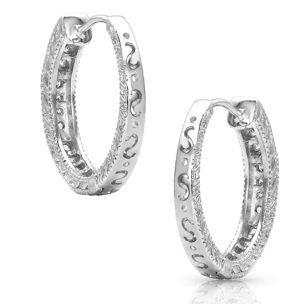 Montana Silversmiths Rope Edge Cubic Zirconia Hoop Earrings - Image 2