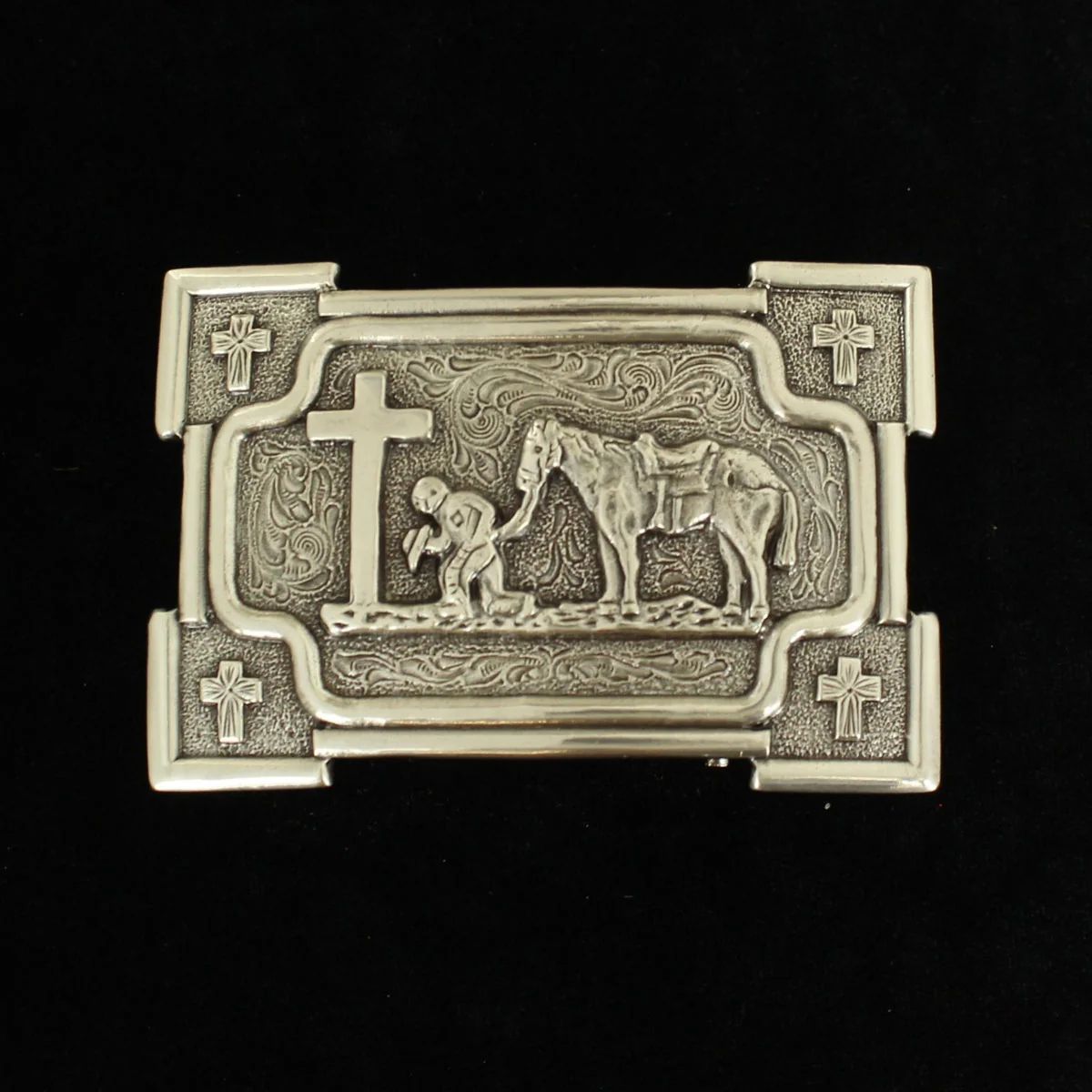 Nacona Mens Rectangle Smooth Edge Cowboy Cross Buckle