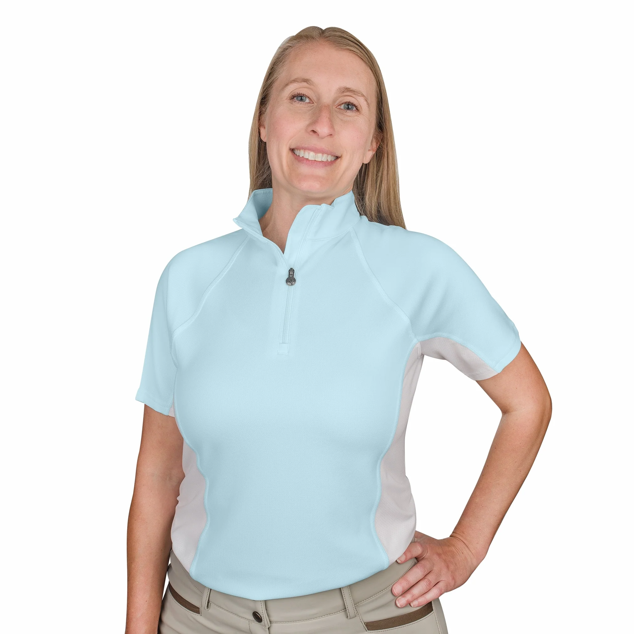 Ovation Ladies Quarter Zip Short Sleeve Sun Shirt - Image 2