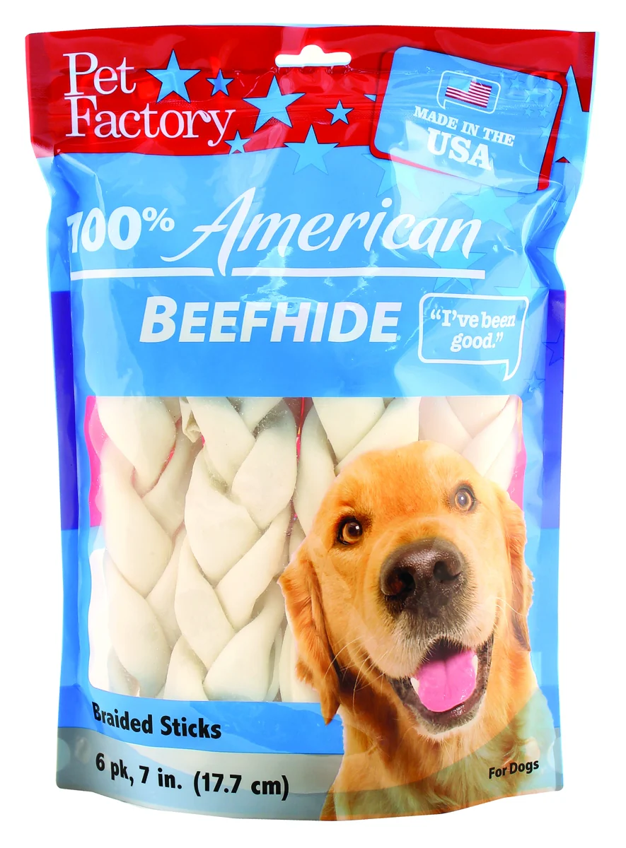 Pet Factory American Beefhide Braided Sticks Dog Chew - Image 2