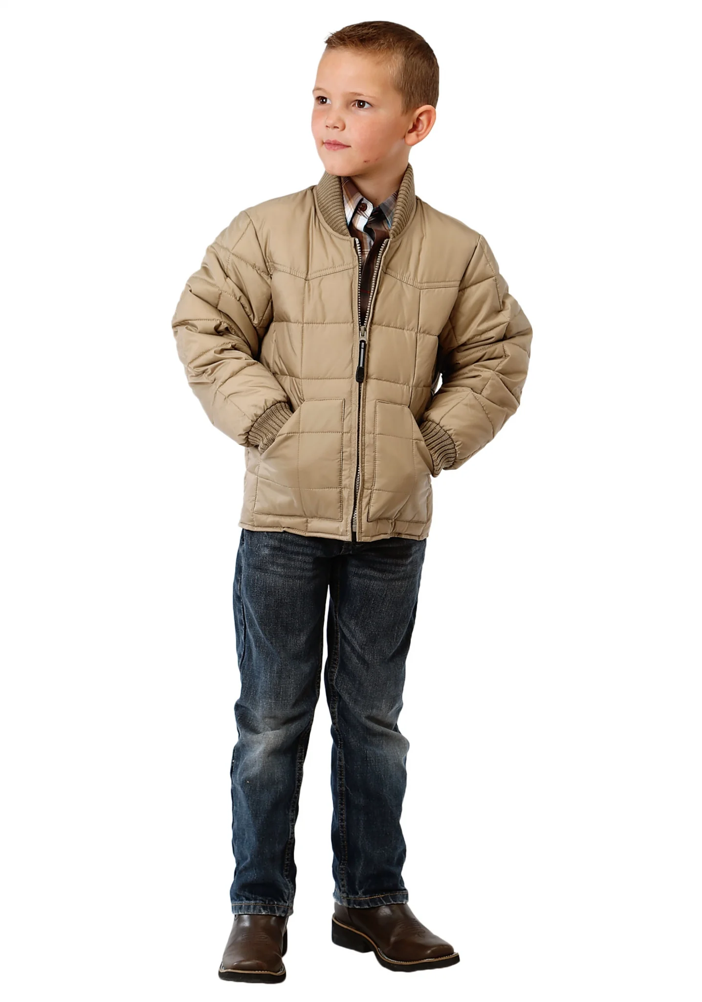 Roper Rangegear Down Jacket- Boys-Khaki Brown