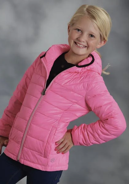 Roper Girls Parachute Crushable Down Like Jacket - Pink