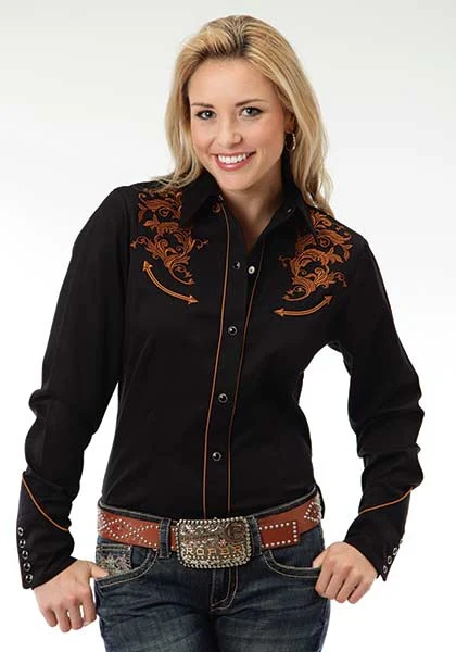 Roper Ladies Classic Tooling Embroidered Long Sleeve Snap Shirt