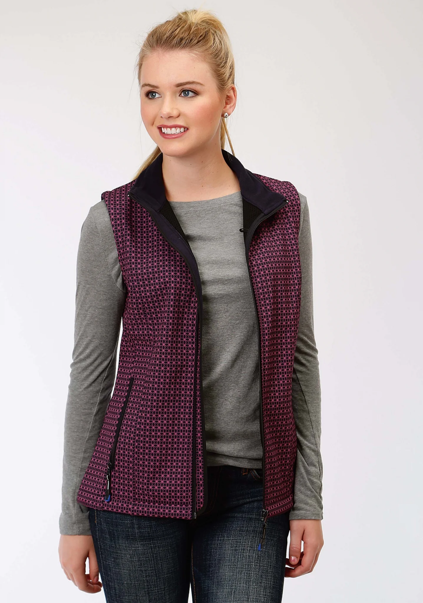 Roper Soft Shell Vest-Ladies-Navy/Fuchsia