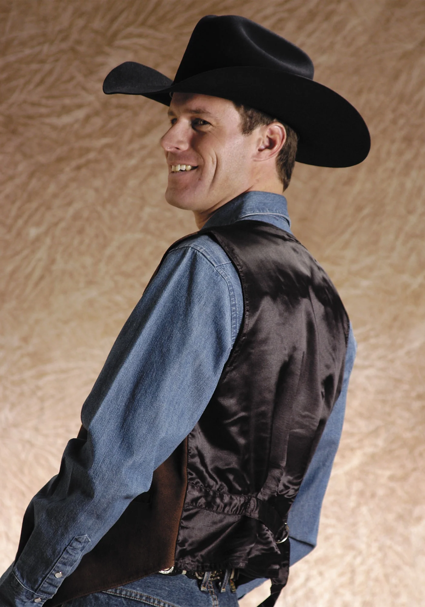 Roper Men's Big Man Satin Back Suede Vest - Brown - Image 2