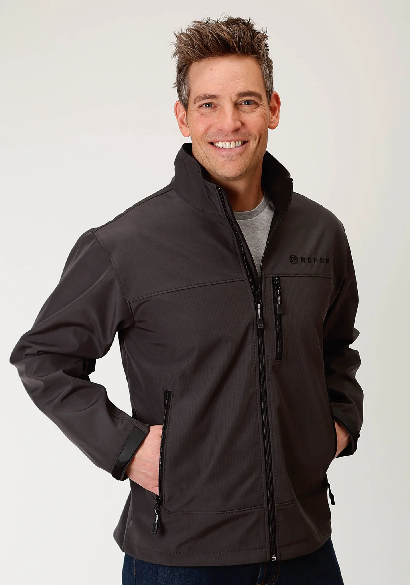 Roper Bonded Jacket - Mens - Charcoal