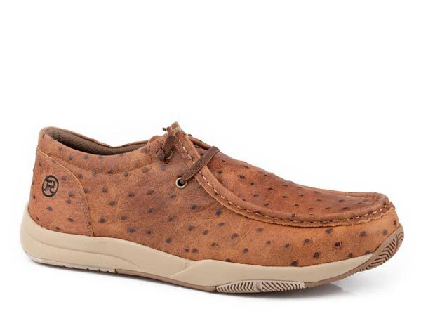 Roper Mens Clearcut Ostrich Shoes 8 EE Brown