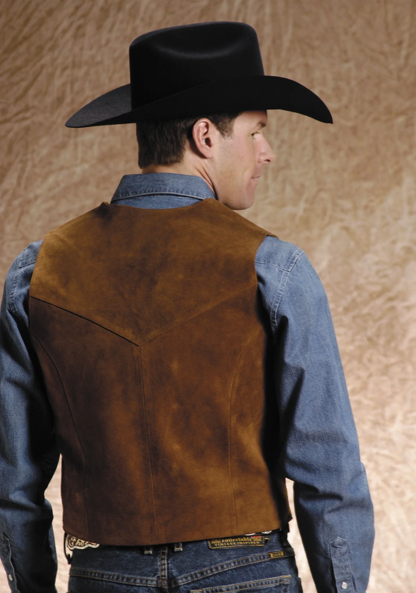 Roper Men's Tall Man Suede Vest - Sand - Image 2