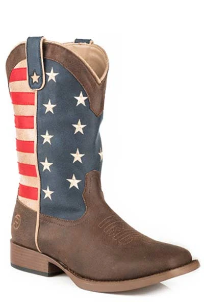 Roper Youth American Patriot Square Toe Fashion Cowboy Boots