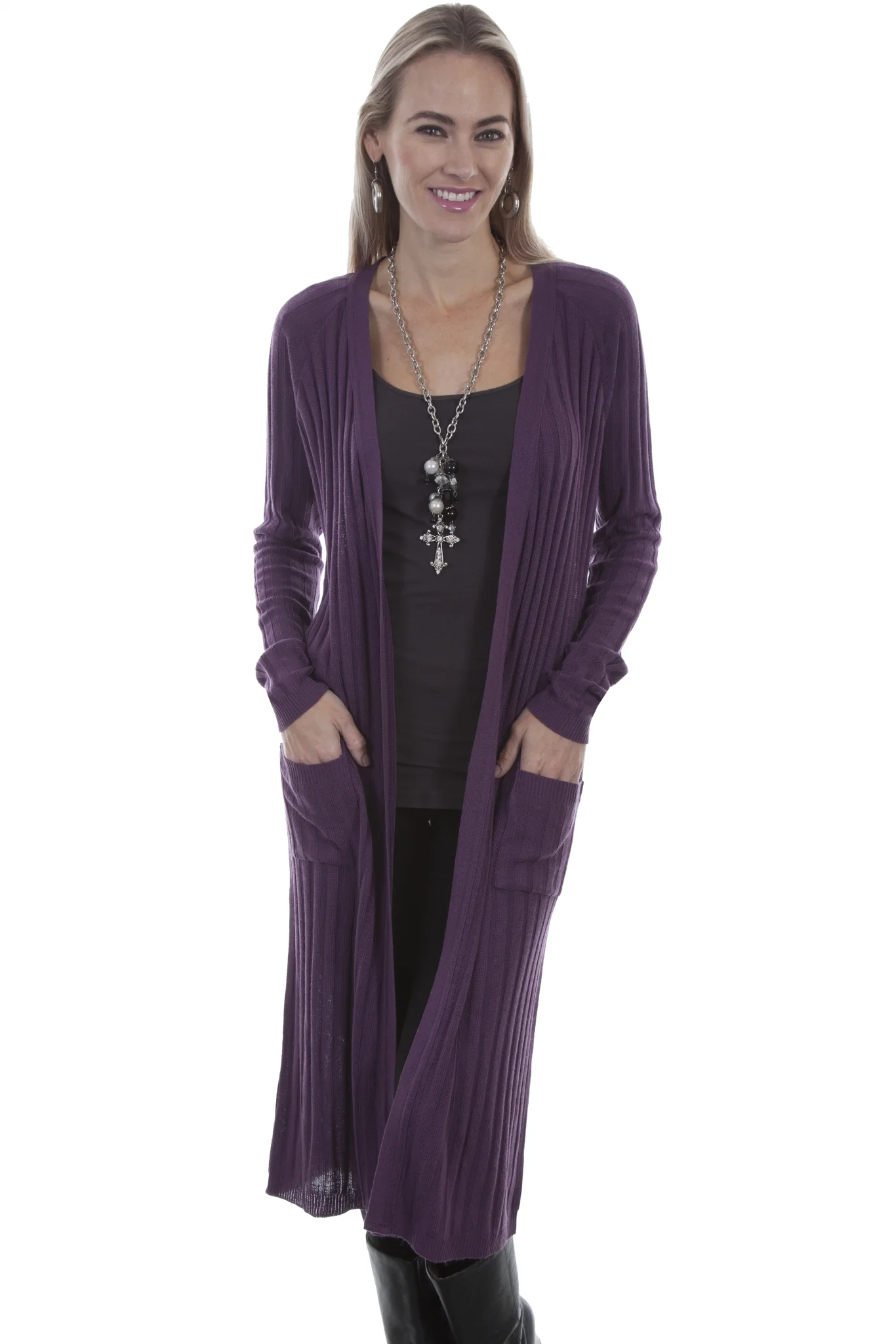 Scully Ladies Plush Ribbed Cardigan