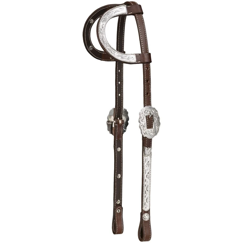 Silver Royal Double Ear Headstall with Raised Edge - Image 3