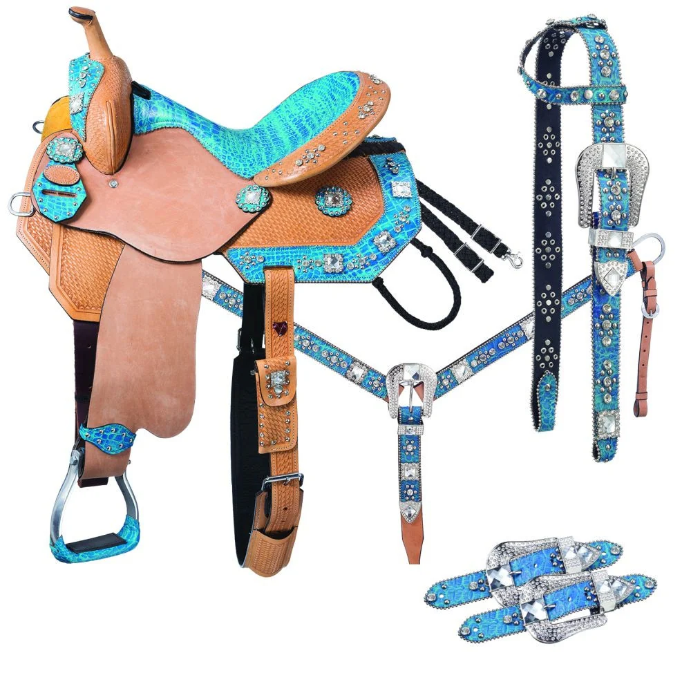 Silver Royal Trinity Belt Buckle Bling Barrel Saddle 5-Piece Package