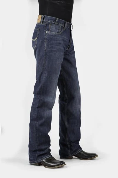 Stetson Mens 1312 Fit Medium Wash Heavy Stitched Back Pocket Jeans - Image 3