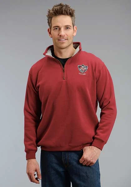 Stetson Mens Crest Applique Mock Neck Zipper Hoodie