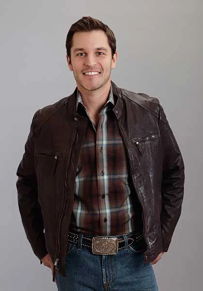 Stetson Mens Curved Front Yokes Into Shoulder Lamb Leather Jacket