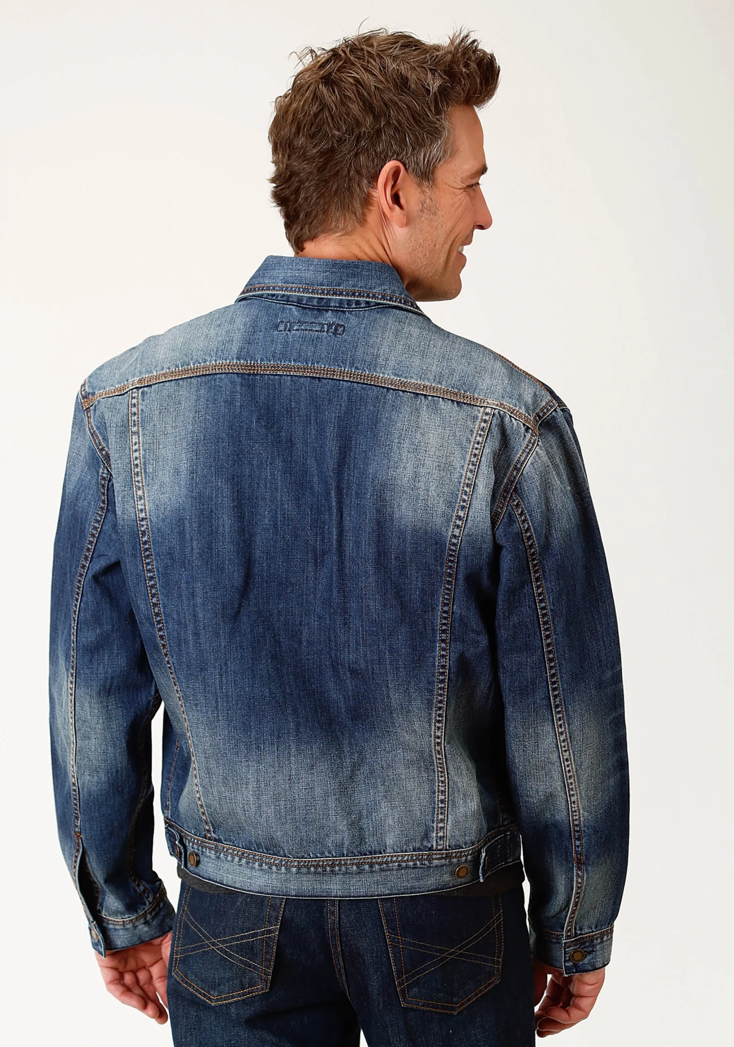 Stetson Denim Jacket with Logo - Mens - Blue - Image 2