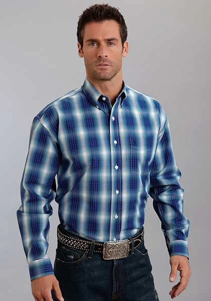Stetson Mens Fall I Checked Ombre Long Sleeve Button Shirt