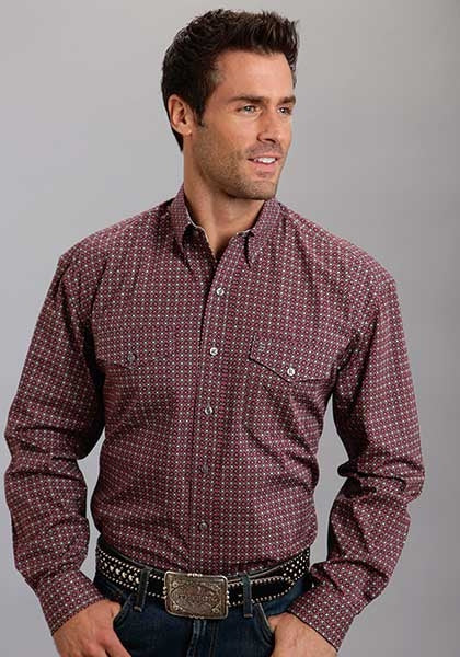 Stetson Mens Fall II Circles Print Long Sleeve Button Shirt