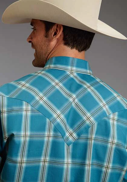 Stetson Mens Fall II Ombre Long Sleeve Snap Shirt - Teal - Image 2