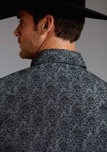 Stetson Mens Original Rugged Pin Point Floral Long Sleeve Snap Shirt - Image 2