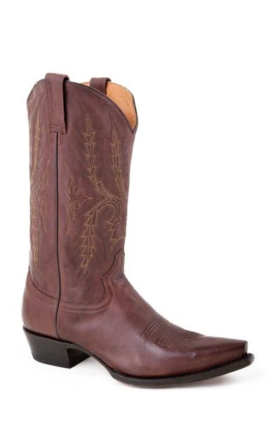 Stetson Mens Snip Toe Stack Heel Boots