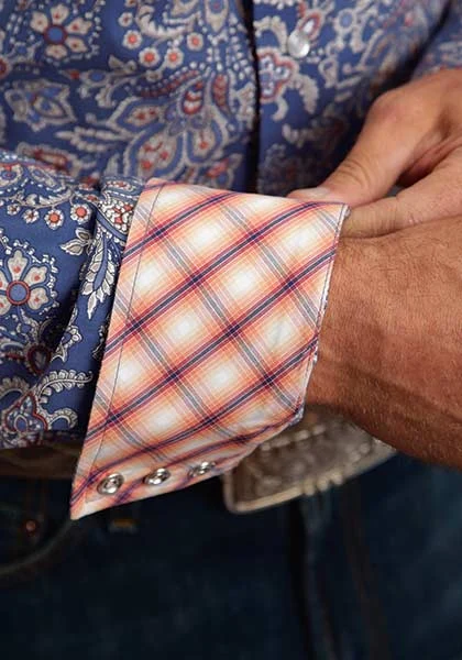 Stetson Mens Summer I Brocade Paisley Long Sleeve Snap Shirt - Image 3