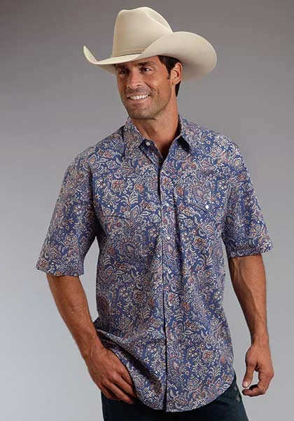 Stetson Mens Summer I Brocade Paisley Short Sleeve Snap Shirt