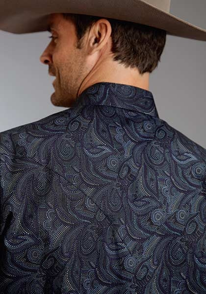 Stetson Mens Winter III Spotted Paisley Long Sleeve Snap Shirt - Image 2