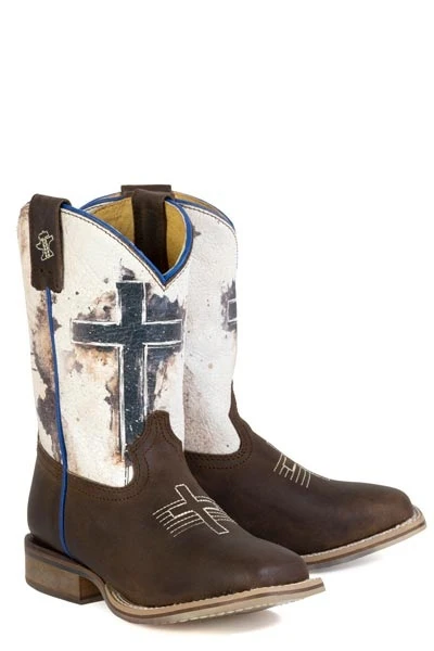 Tin Haul Big Kids Church Cross Square Toe Bootss - Image 3