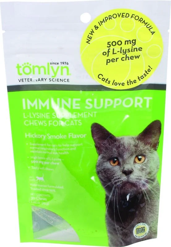 tomlyn Immune Support L-Lysine Splmt Chews For Cats - Hickory Smoke - 30 Count