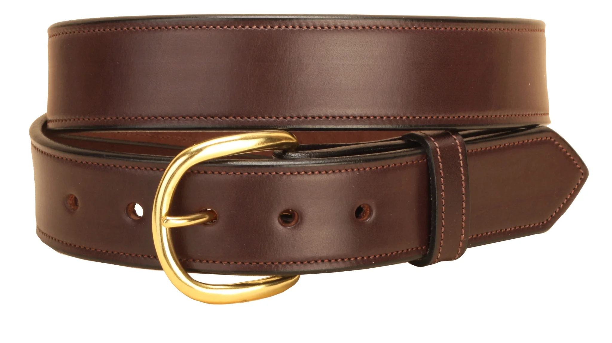 Tory Leather 1 1/2" Stitched Belt with Brass Buckle - Image 4