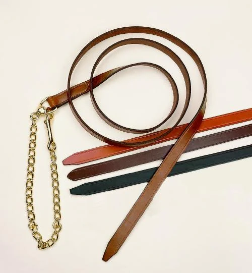 Tory Leather 1" Single Ply Lead with Nickle Plated Chain - Image 4