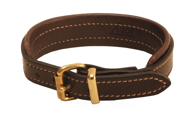 Tory Leather 1/2" Padded Leather Bracelet with Brass Buckle - Image 5