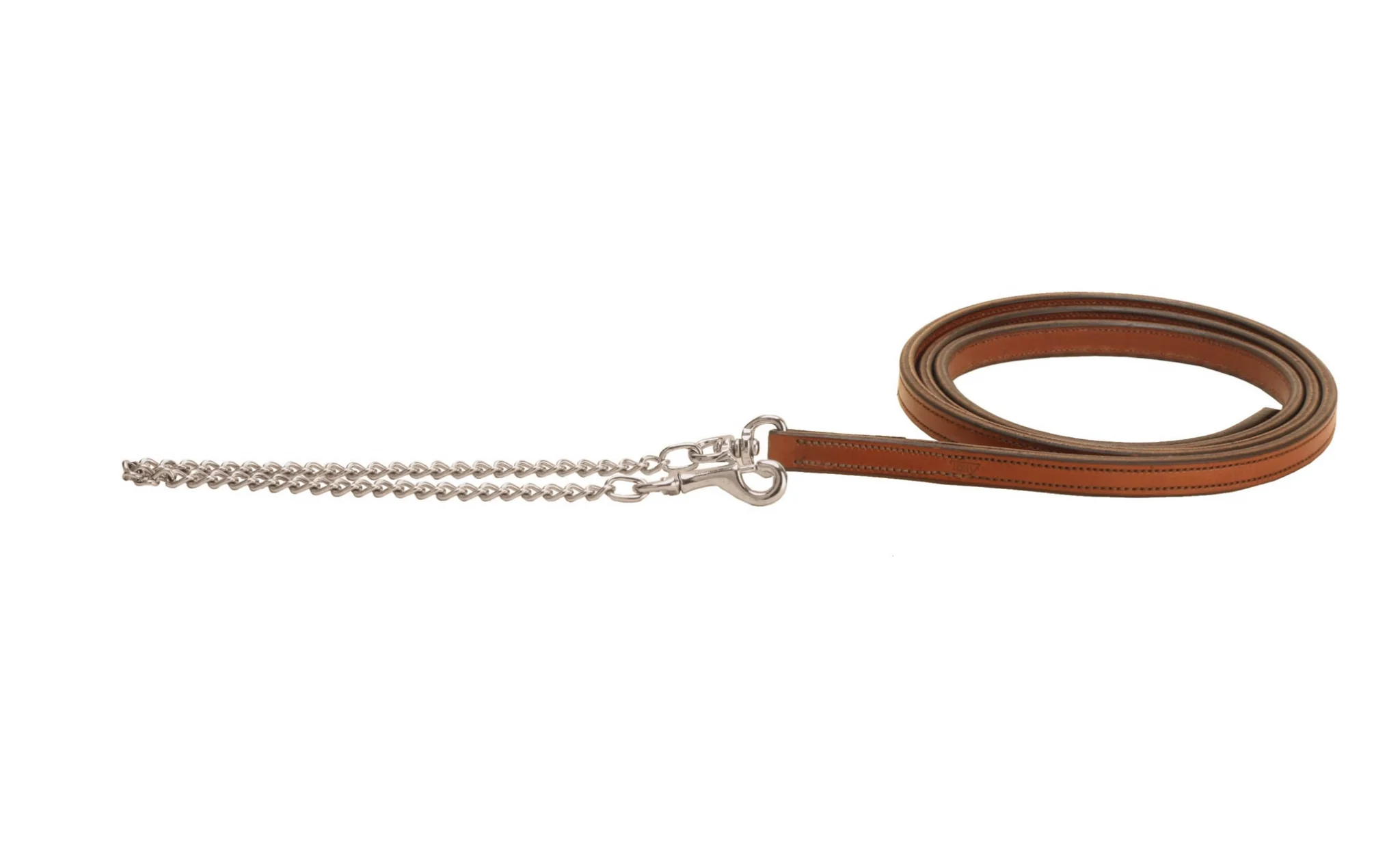 Tory Leather 3/4" Full Double & Stitched Lead with Nickel Plated Chain - Image 2
