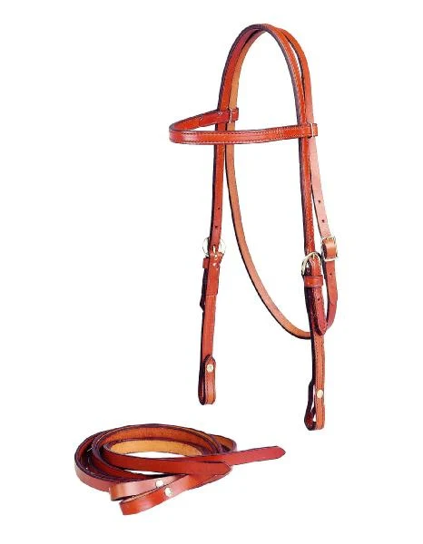 Tory Leather 5/8" Browband Headstall & Single Ply Reins - Image 4