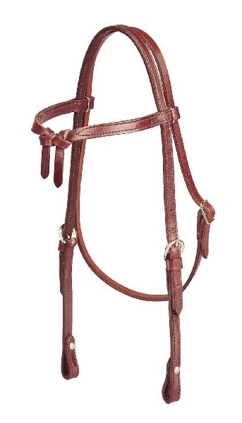 Tory Leather Brow Knot Double & Stitched Bridle Leather Headstall - Image 2