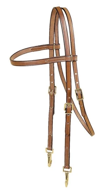 Tory Leather All-Weather Brow Band Headstall with Solid Brass Snaps - Image 4