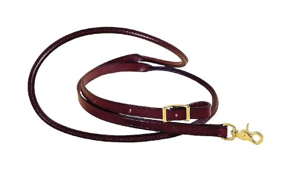 Tory Leather Roping Reins - Rolled Hand Hold & Brass Hardware - Image 2