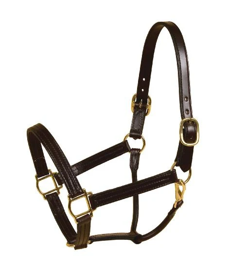 Tory Leather Triple Stitched Halter - Snap & Brass Hardware - Image 4