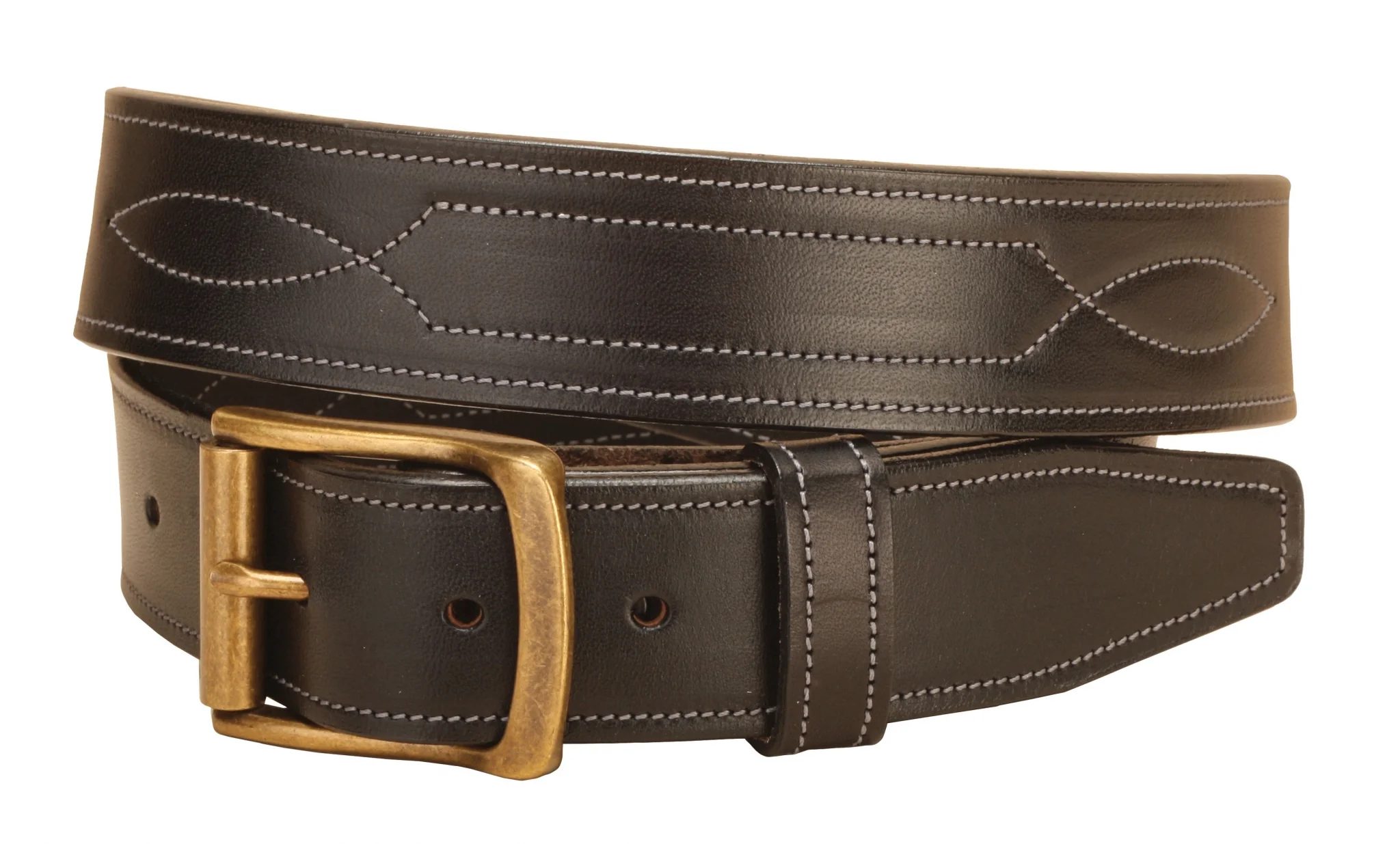Tory Leather Triple Stitched Pattern Leather Belt - Image 2